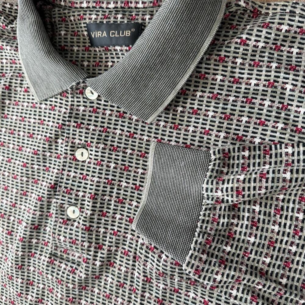 Vira‎ Club Men L Shirt Brown Long Sleeve Polo 100% Italian Cotton